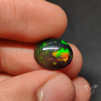 AAA Ethiopian Black Opal Cabochon Smoked