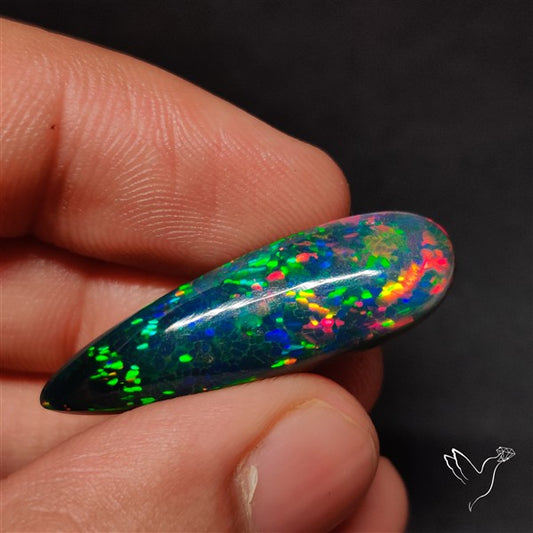 AAA Ethiopian Black Opal Cabochon Smoked