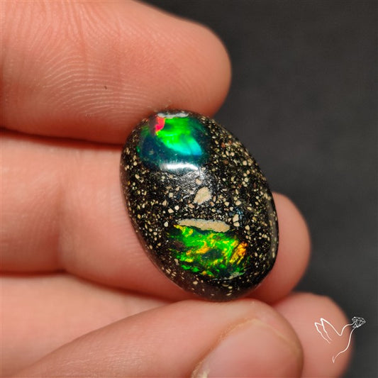Boulder Galaxy Ethiopian Black Opal Inlay Cabochon