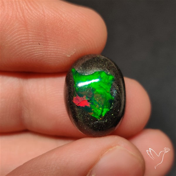 Boulder Galaxy Ethiopian Black Opal Inlay Cabochon