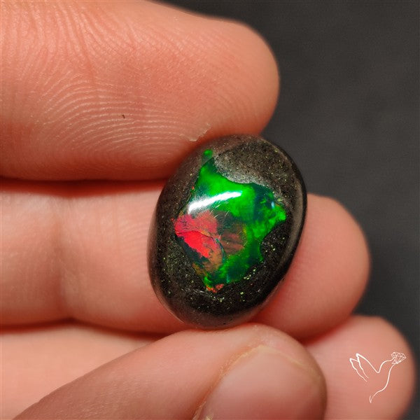 Boulder Galaxy Ethiopian Black Opal Inlay Cabochon