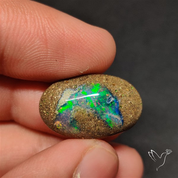 Boulder Galaxy Ethiopian Black Opal Inlay Cabochon