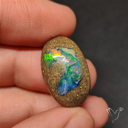 Boulder Galaxy Ethiopian Black Opal Inlay Cabochon