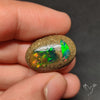 Boulder Galaxy Ethiopian Black Opal Inlay Cabochon