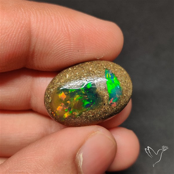 Boulder Galaxy Ethiopian Black Opal Inlay Cabochon