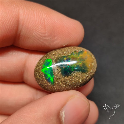 Boulder Galaxy Ethiopian Black Opal Inlay Cabochon