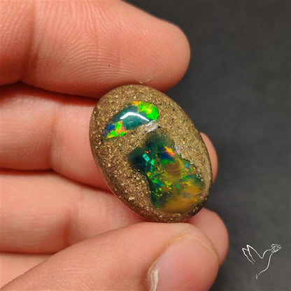 Boulder Galaxy Ethiopian Black Opal Inlay Cabochon
