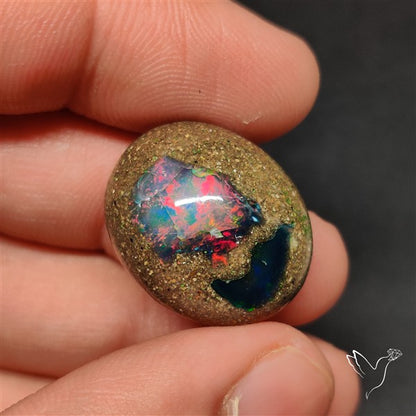 Boulder Galaxy Ethiopian Black Opal Inlay Cabochon