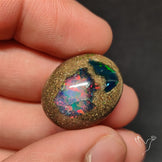 Boulder Galaxy Ethiopian Black Opal Inlay Cabochon