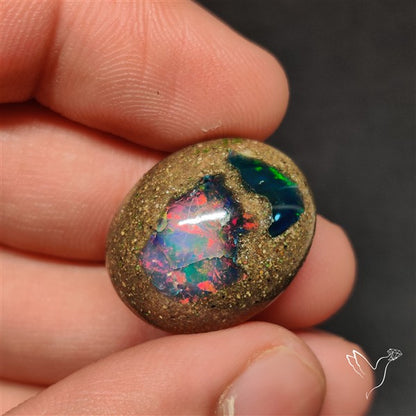 Boulder Galaxy Ethiopian Black Opal Inlay Cabochon