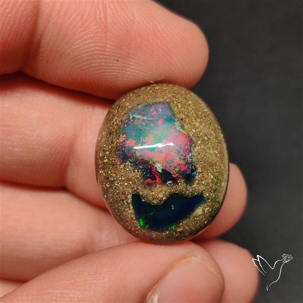 Boulder Galaxy Ethiopian Black Opal Inlay Cabochon