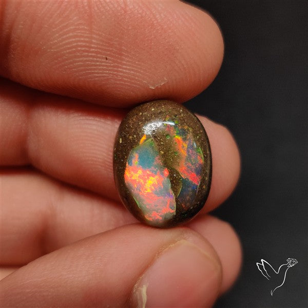 Boulder Galaxy Ethiopian Black Opal Inlay Cabochon