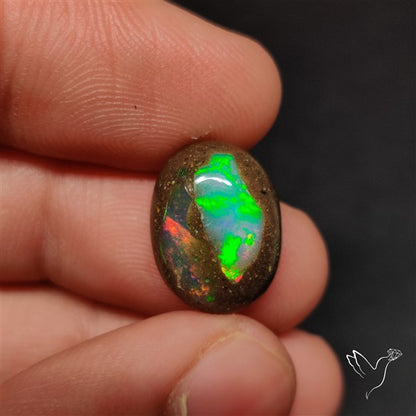 Boulder Galaxy Ethiopian Black Opal Inlay Cabochon