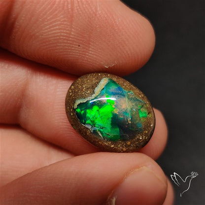 Boulder Galaxy Ethiopian Black Opal Inlay Cabochon