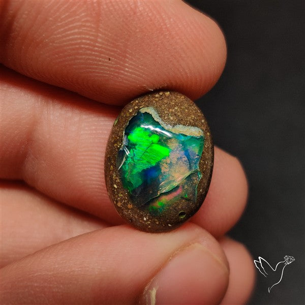 Boulder Galaxy Ethiopian Black Opal Inlay Cabochon