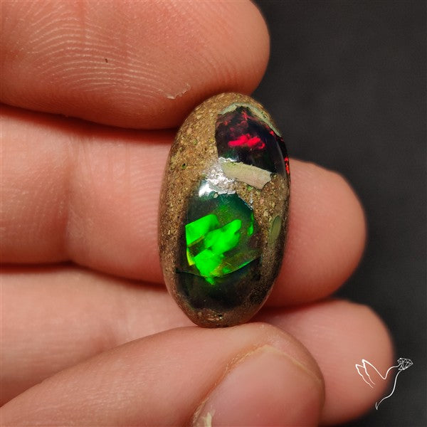 Boulder Galaxy Ethiopian Black Opal Inlay Cabochon