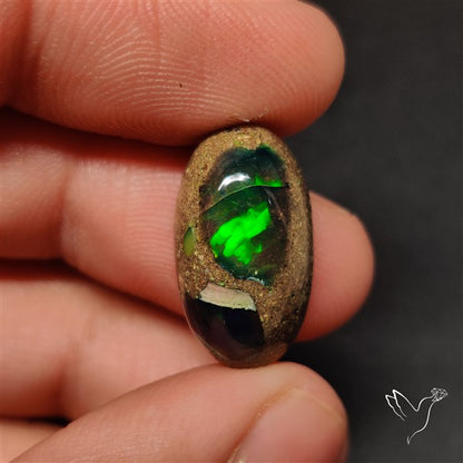 Boulder Galaxy Ethiopian Black Opal Inlay Cabochon