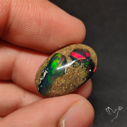 Boulder Galaxy Ethiopian Black Opal Inlay Cabochon