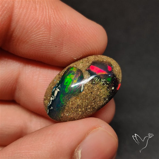 Boulder Galaxy Ethiopian Black Opal Inlay Cabochon