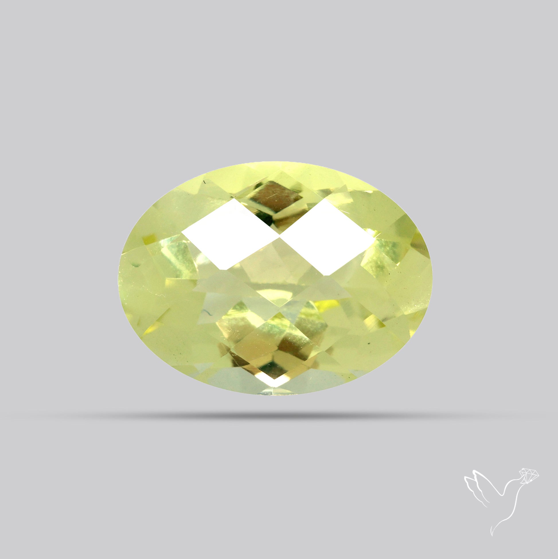 Checker Cut Faceted Green Gold Lemon Quartz