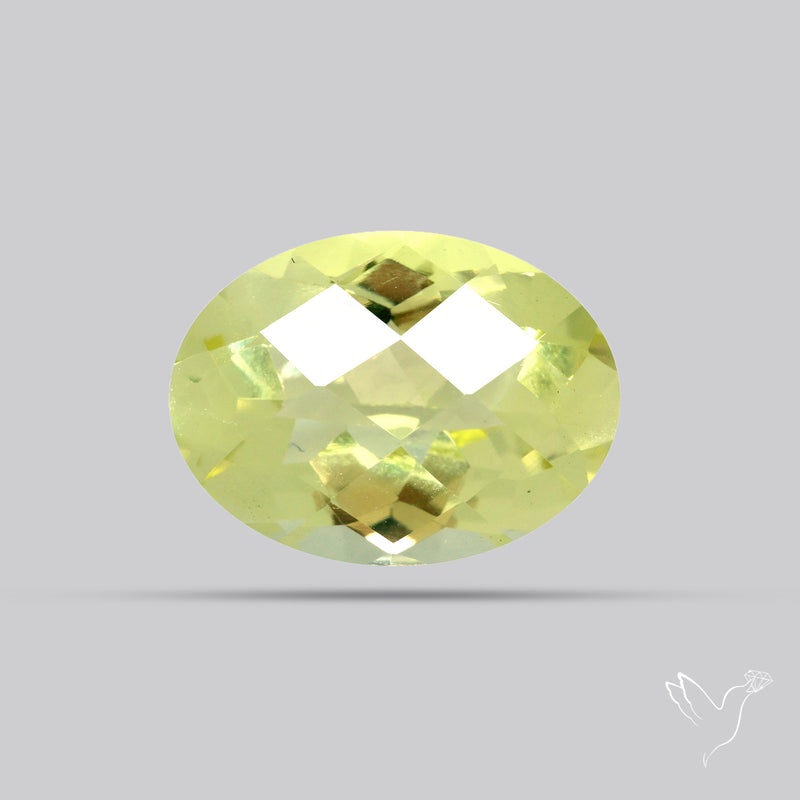 Checker Cut Faceted Green Gold Lemon Quartz