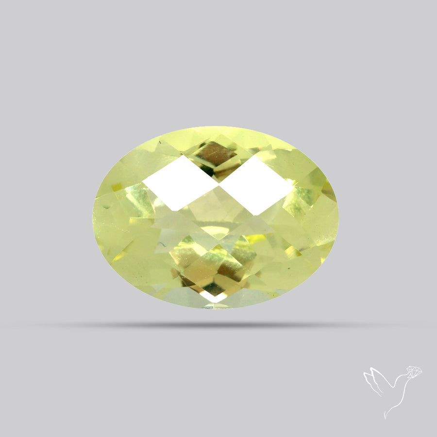 Checker Cut Faceted Green Gold Lemon Quartz