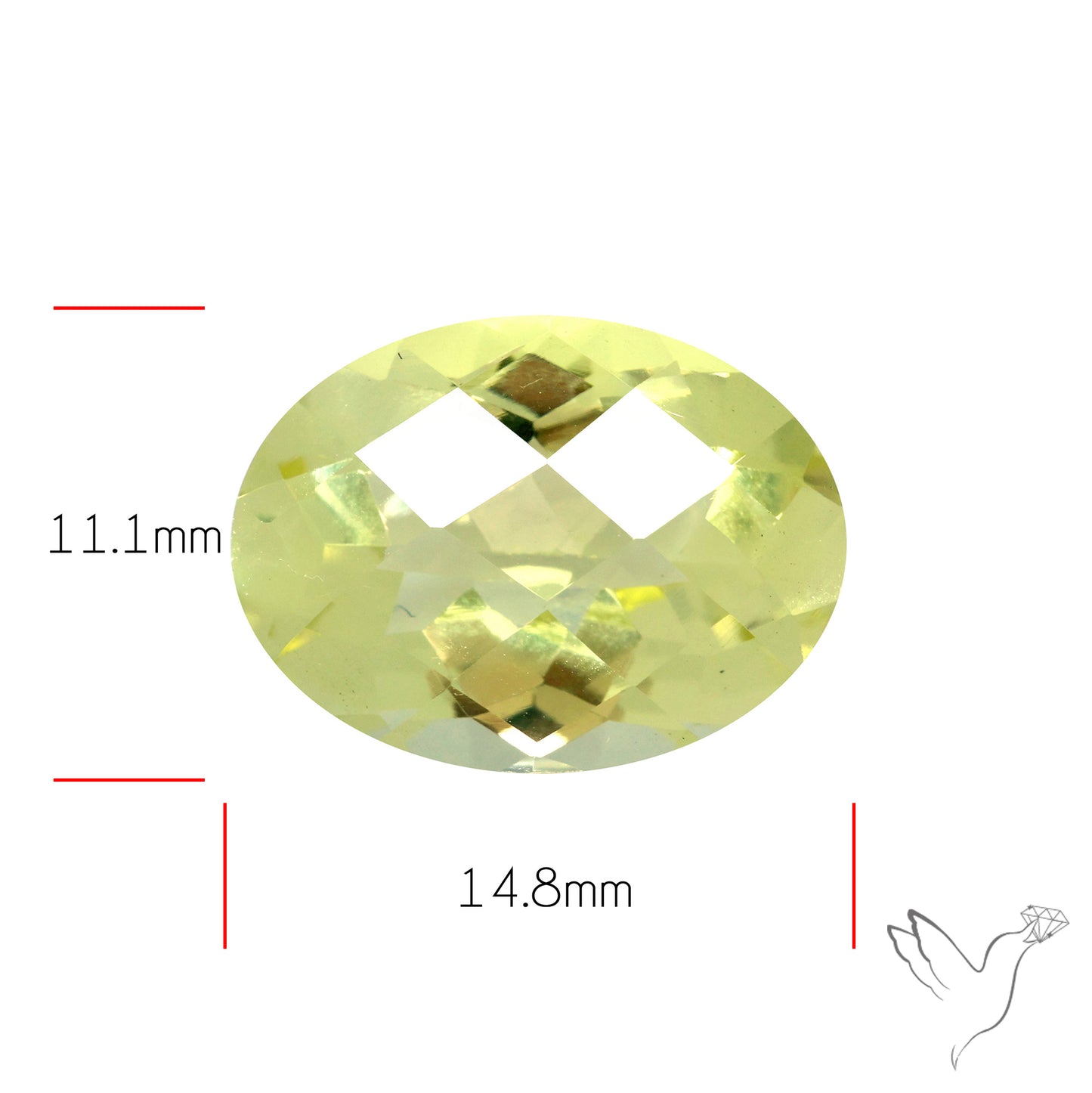 Checker Cut Faceted Green Gold Lemon Quartz