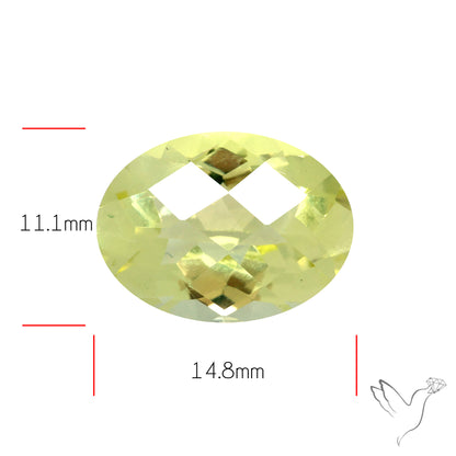Checker Cut Faceted Green Gold Lemon Quartz