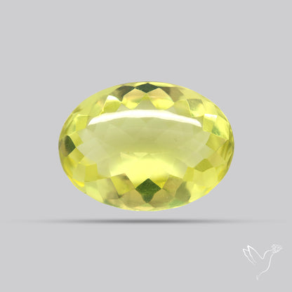 Buff Top Faceted Green Gold Lemon Quartz