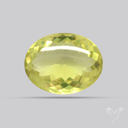 Buff Top Faceted Green Gold Lemon Quartz