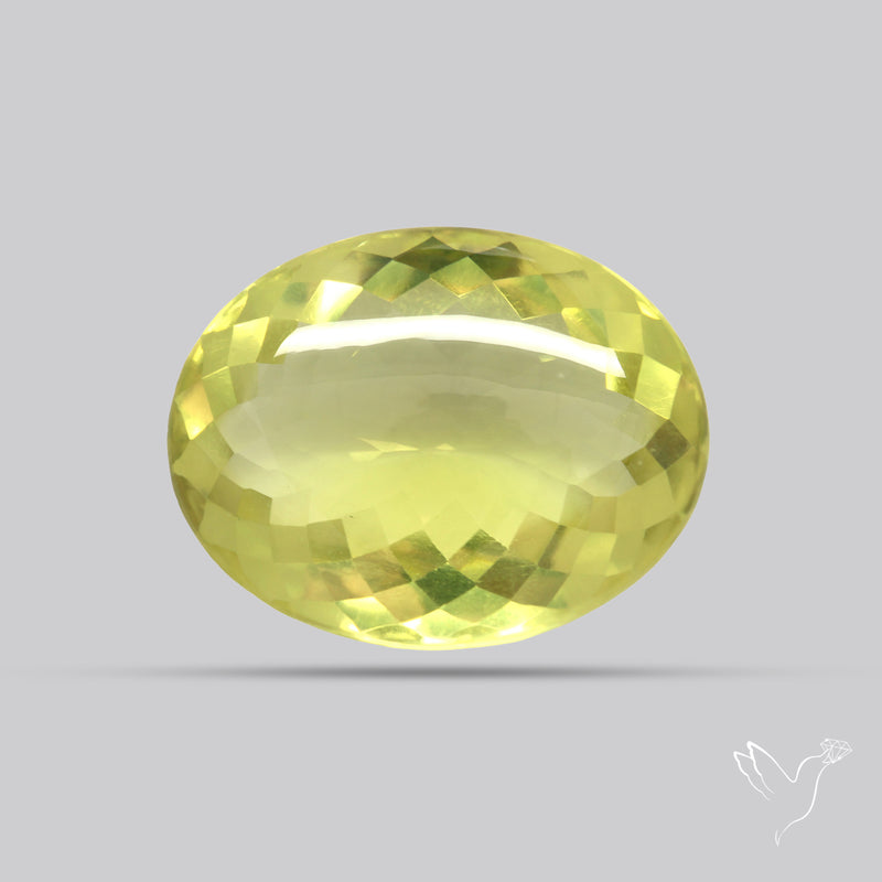 Buff Top Faceted Green Gold Lemon Quartz