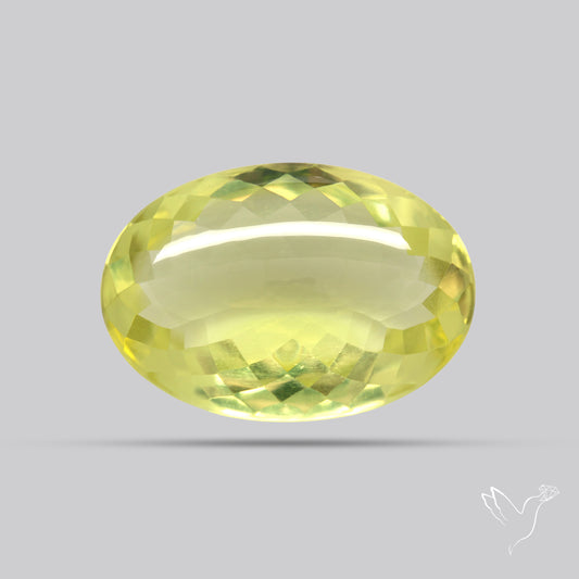 Buff Top Faceted Green Gold Lemon Quartz