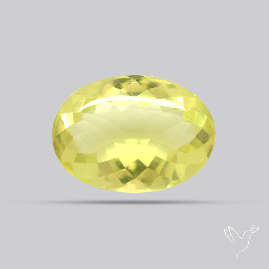 Buff Top Faceted Green Gold Lemon Quartz