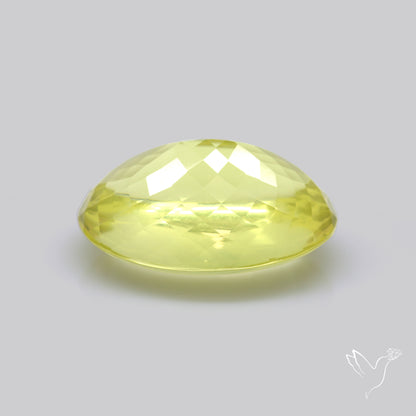 Buff Top Faceted Green Gold Lemon Quartz