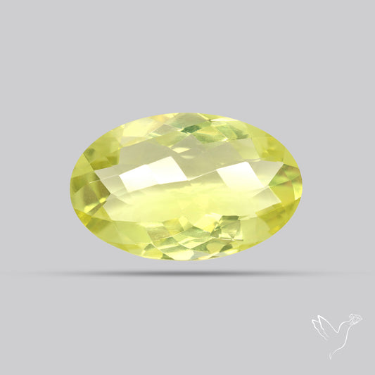 Checker Cut Faceted Green Gold Lemon Quartz