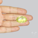 Checker Cut Faceted Green Gold Lemon Quartz