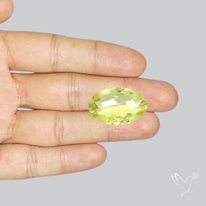 Checker Cut Faceted Green Gold Lemon Quartz