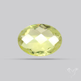 Checker Cut Faceted Green Gold Lemon Quartz