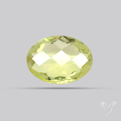 Checker Cut Faceted Green Gold Lemon Quartz