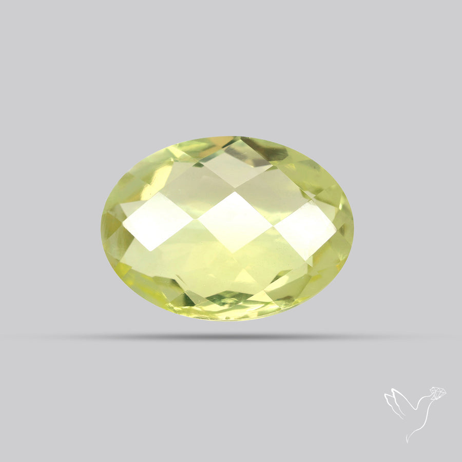 Checker Cut Faceted Green Gold Lemon Quartz