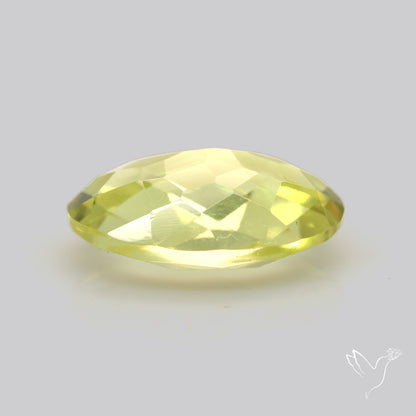 Checker Cut Faceted Green Gold Lemon Quartz