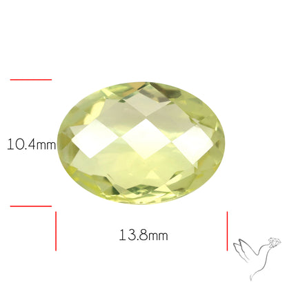 Checker Cut Faceted Green Gold Lemon Quartz