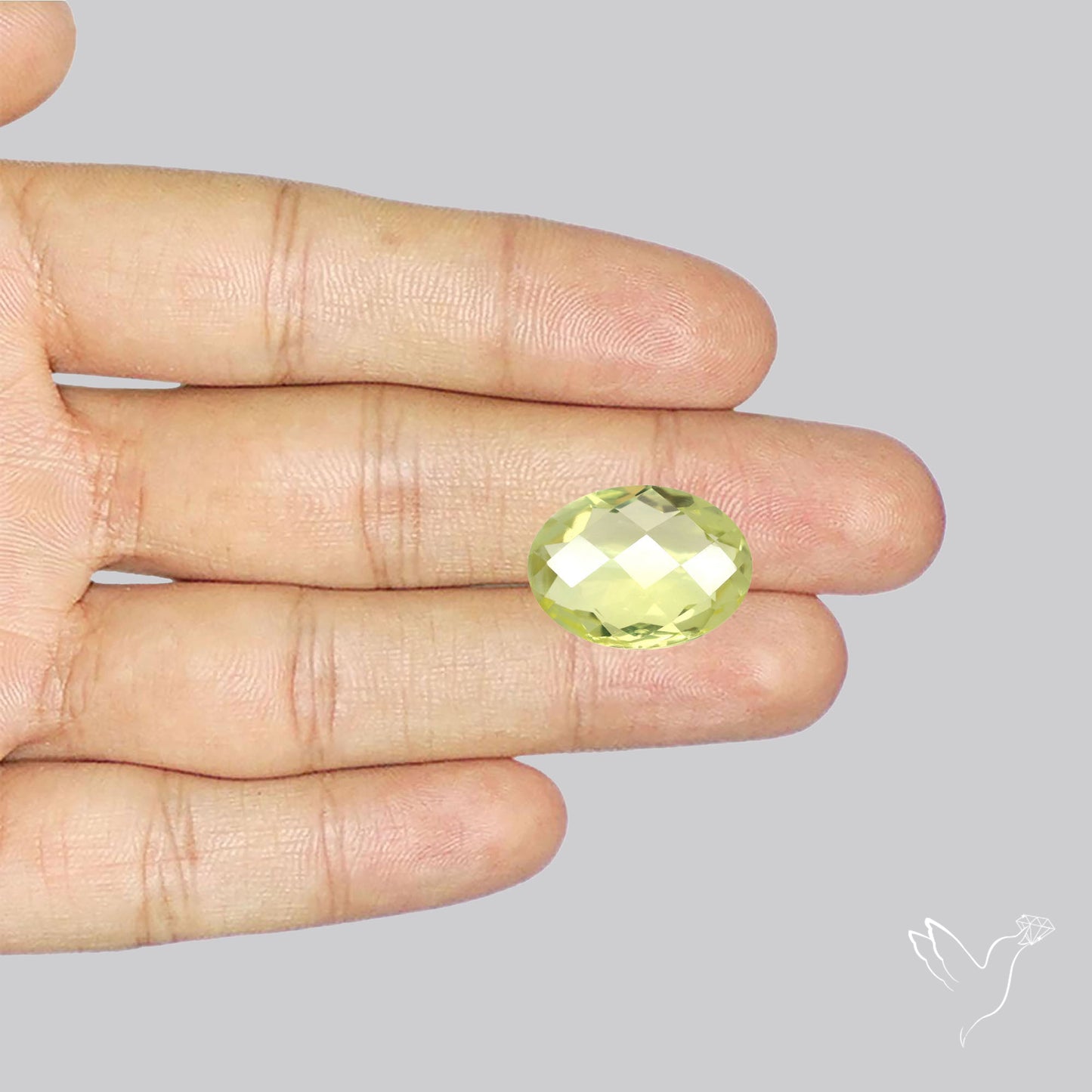 Checker Cut Faceted Green Gold Lemon Quartz