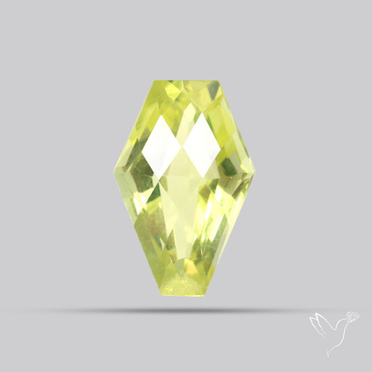 Checker Cut Faceted Green Gold Lemon Quartz