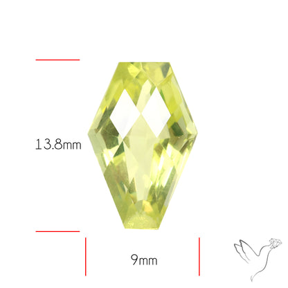 Checker Cut Faceted Green Gold Lemon Quartz