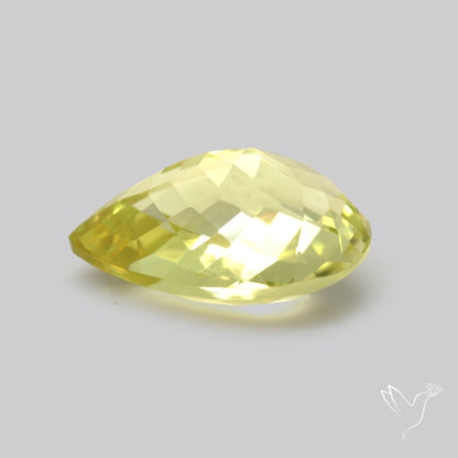 Checker Cut Faceted Green Gold Lemon Quartz