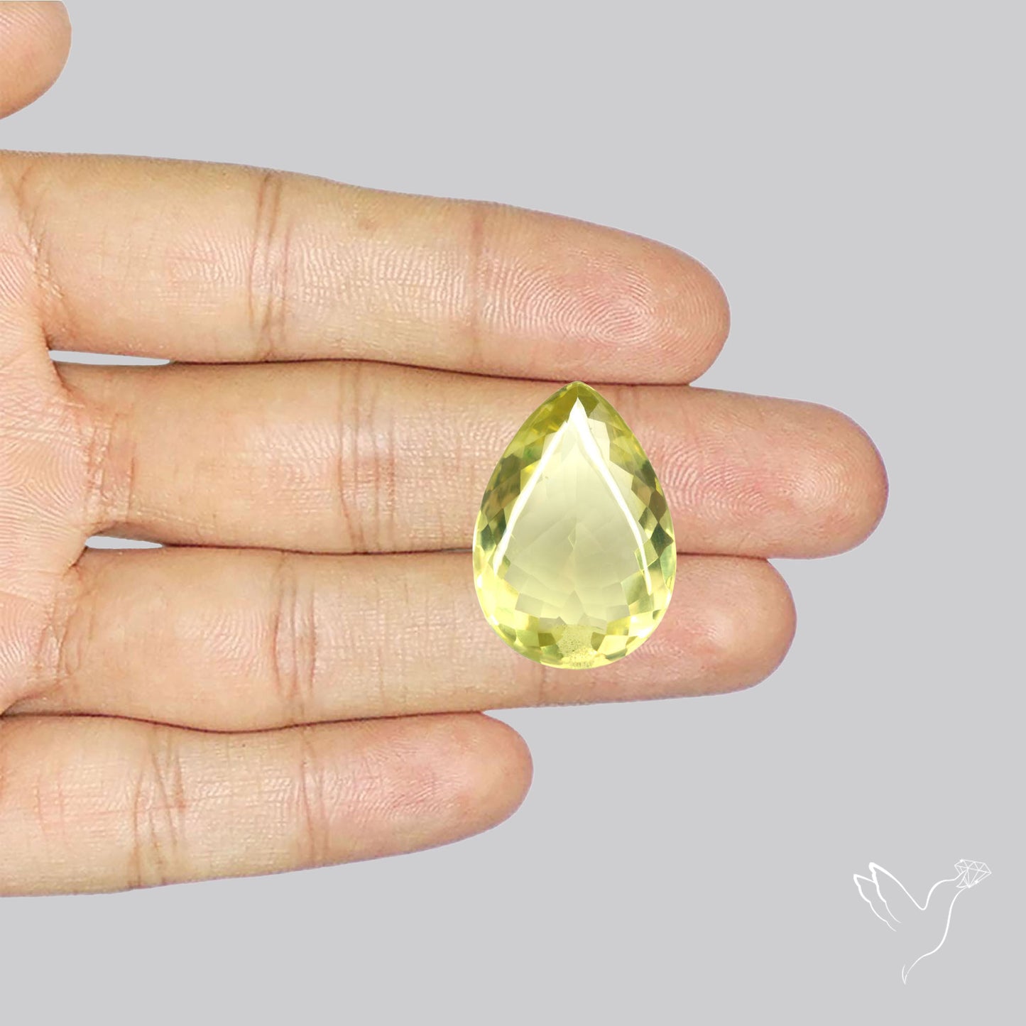 Buff Top Faceted Green Gold Lemon Quartz