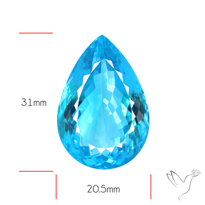 Large Swiss Blue Topaz Faceted Fine Gemstone
