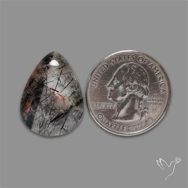 Black Tourmalinated Quartz Cabochon