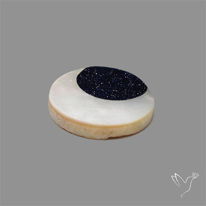 Blue Goldstone Inlay Mother Of Pearl Moon Carving